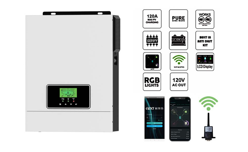 Wimbi safi la sine 3KW 24V Off Grid Kibadilishaji cha Sola 80A MPPT Chaja ya Jua 